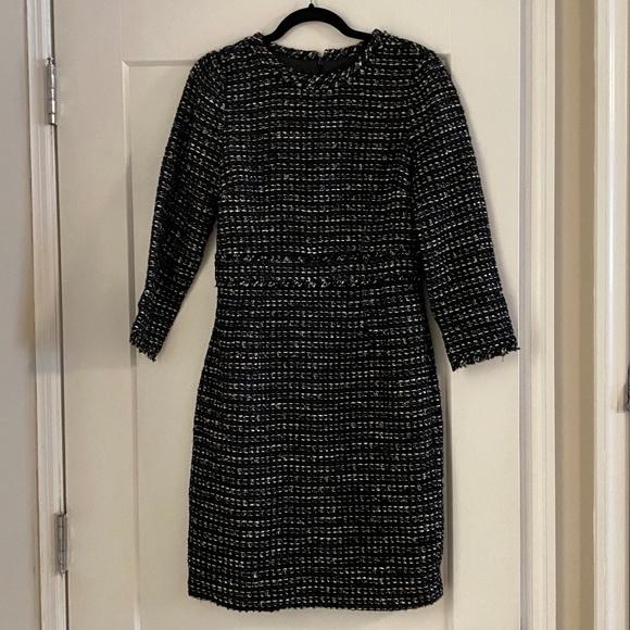 knee length dresses for ladies Teri Jon Tweed Dress with Metallic Trim  The Dressing Room